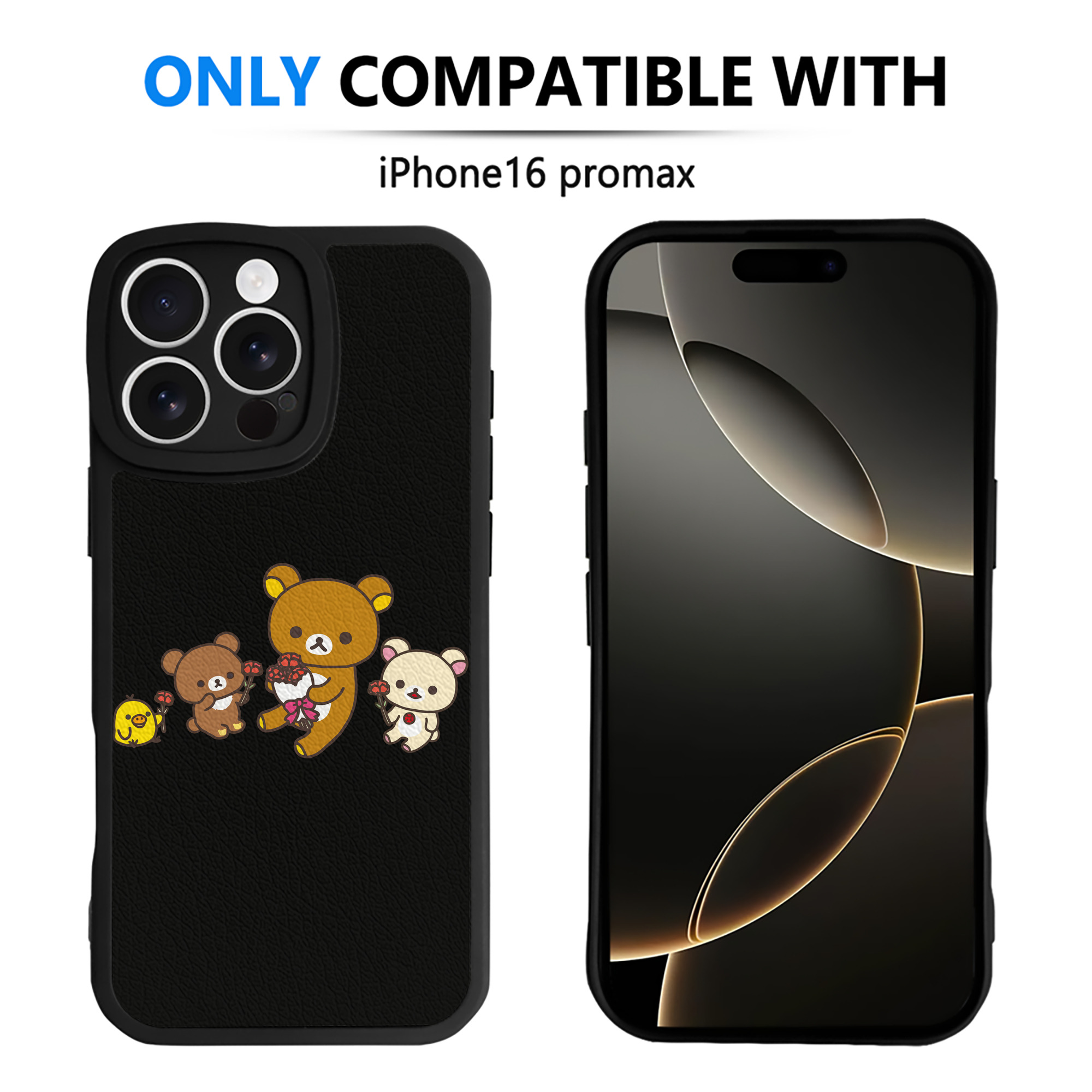 （画像用） リラックマ リラックマ キイロイトリ Rilakkuma Korilakkuma Kiiroitori 【iPhone 16シリーズ対応】シリコンスマホケース（レザー調） 材質：シリコン
